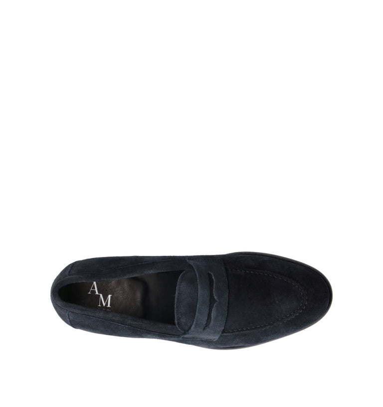 ANTICO MASTRO Mocassino uomo blu in suede