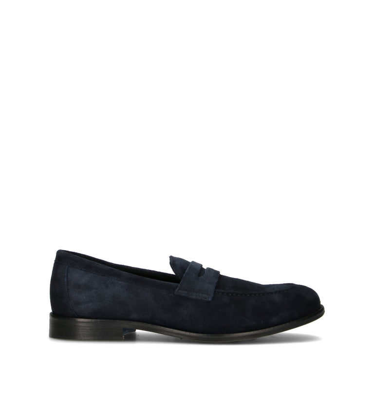 ANTICO MASTRO Mocassino uomo blu in suede