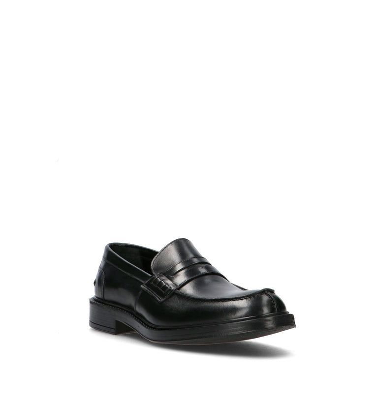 ANTICO MASTRO Mocassino uomo nero in pelle