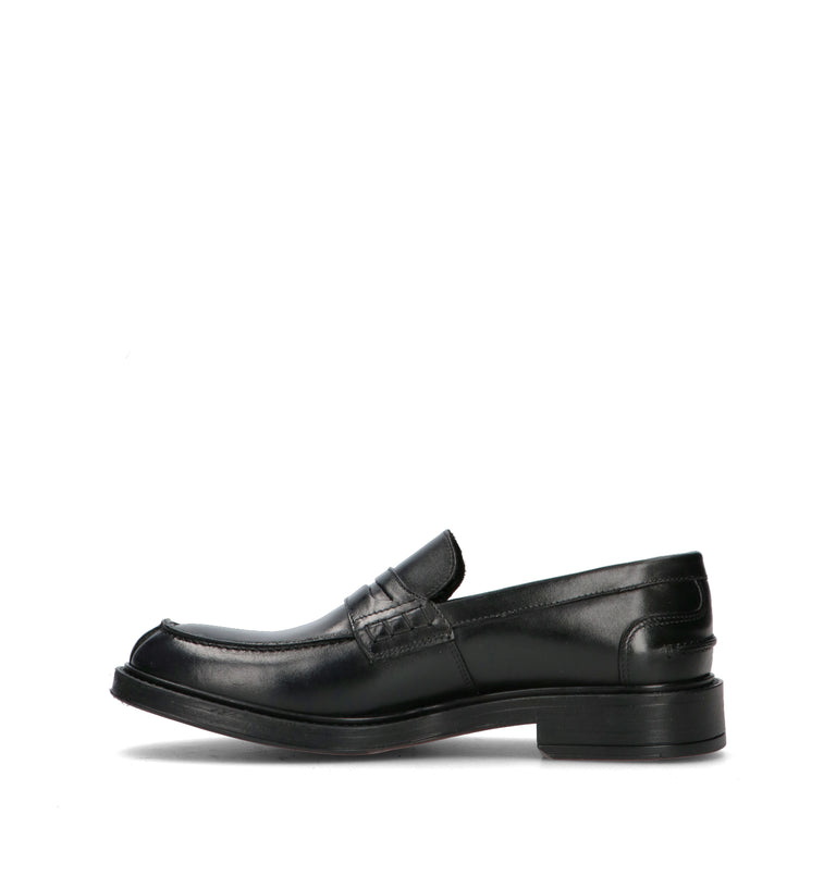 ANTICO MASTRO Mocassino uomo nero in pelle