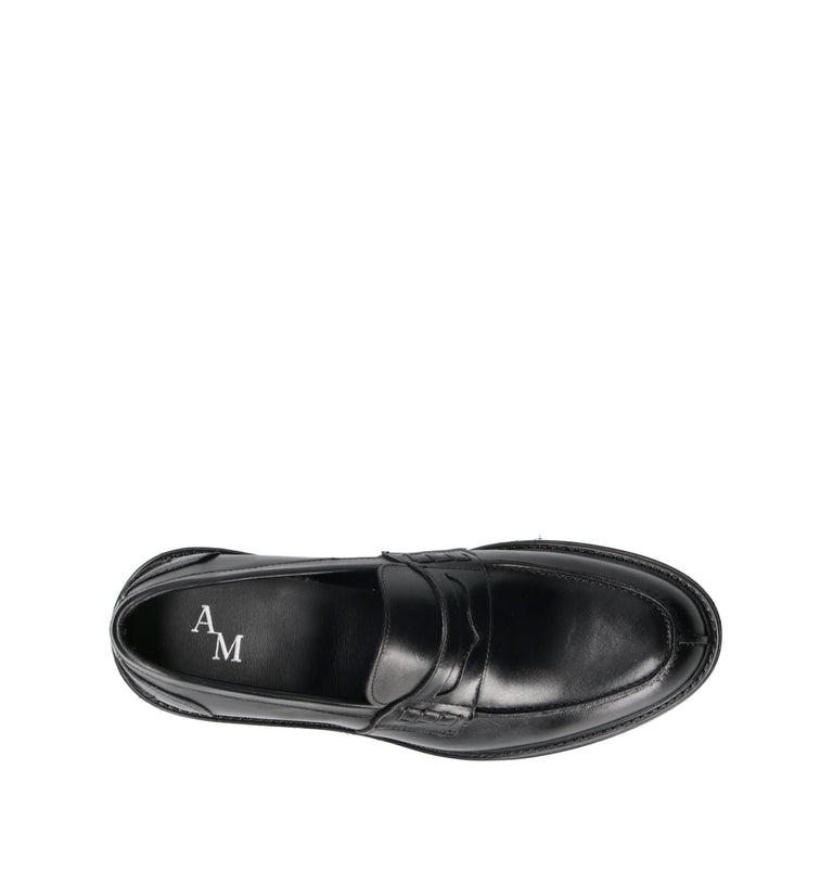ANTICO MASTRO Mocassino uomo nero in pelle