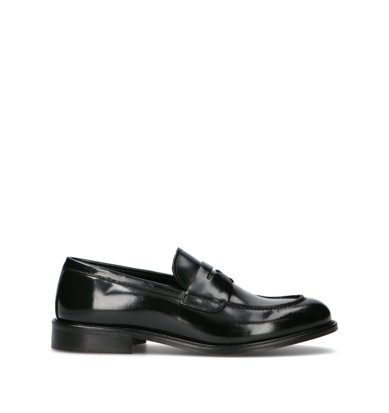 ANTICO MASTRO Mocassino uomo nero in pelle