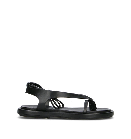 POEVE Sandalo donna nero in pelle