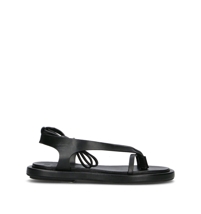 POEVE Sandalo donna nero in pelle