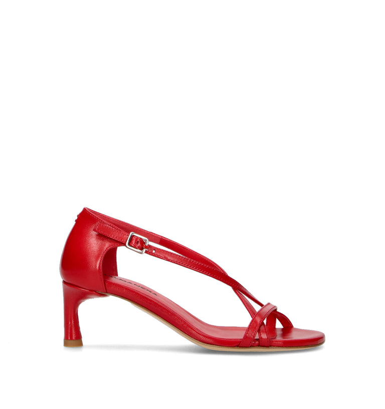 HALMANERA Sandalo donna rosso in pelle