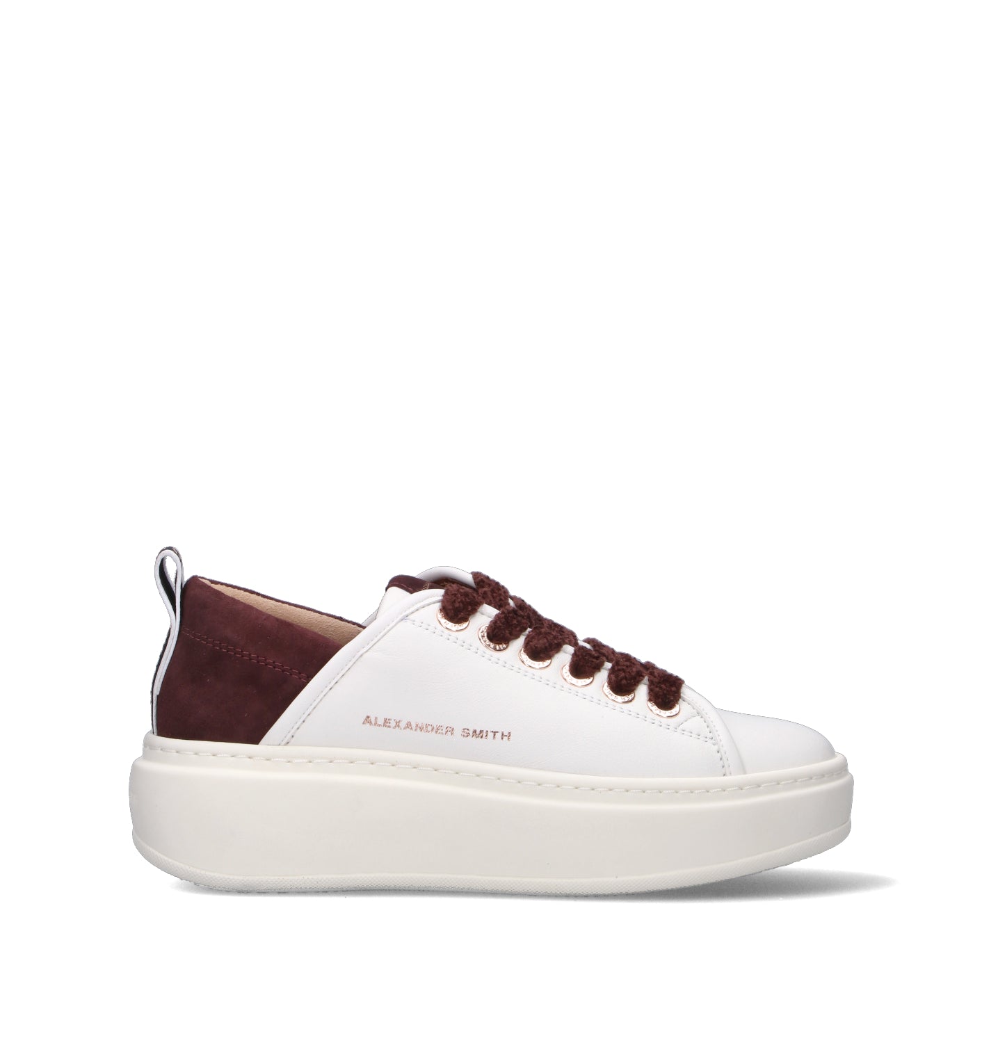 ALEXANDER SMITH Sneaker donna bianca/bordeaux in pelle
