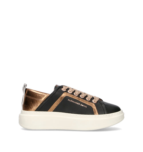 ALEXANDER SMITH Sneaker donna nera/oro in pelle