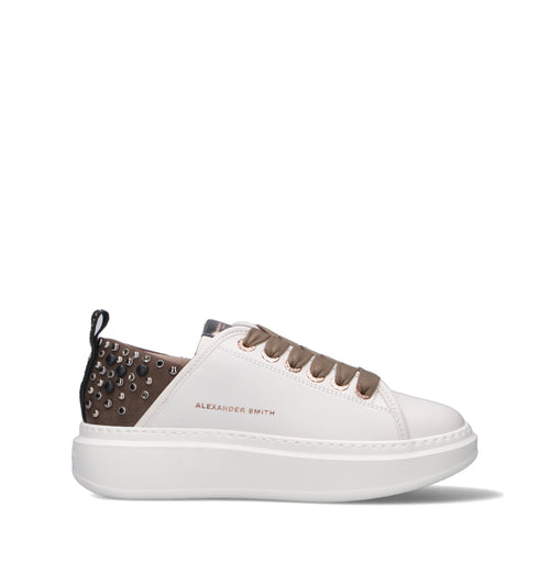 ALEXANDER SMITH Sneaker donna bianca/marrone in pelle