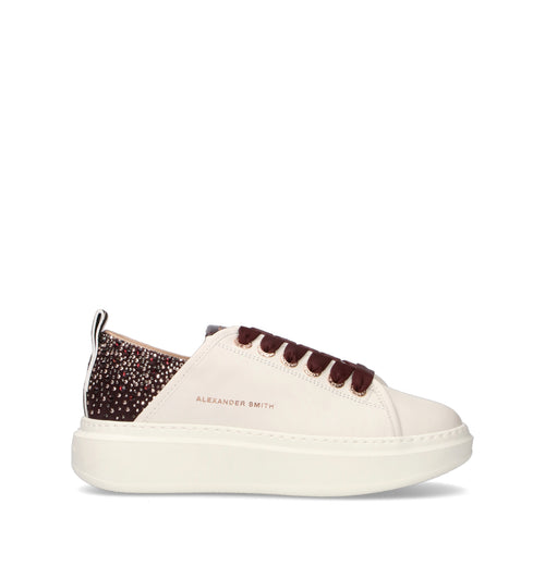 ALEXANDER SMITH Sneaker donna bianca/bordeaux in pelle