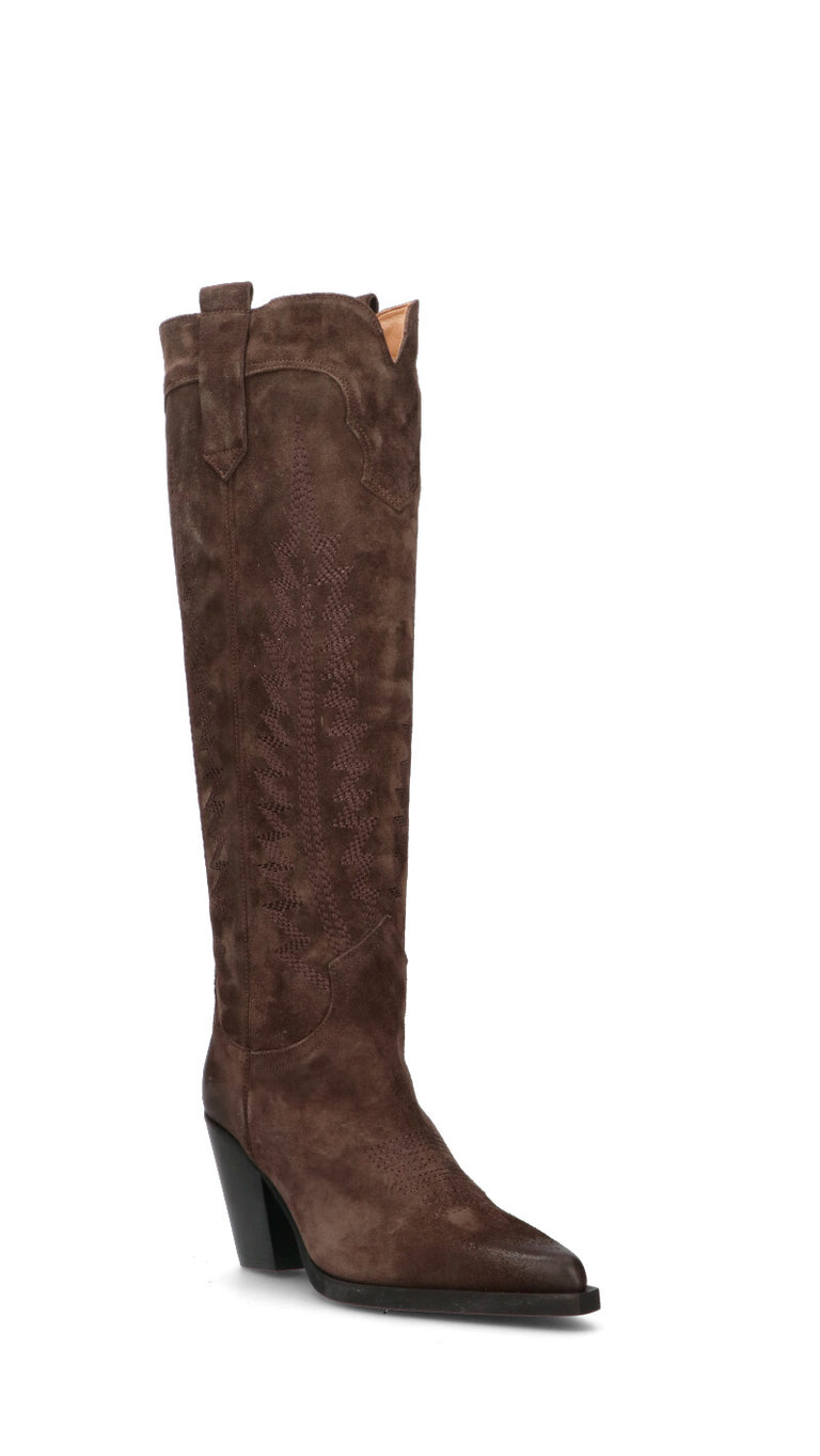 ANGELO BERVICATO Stivale donna marrone in pelle