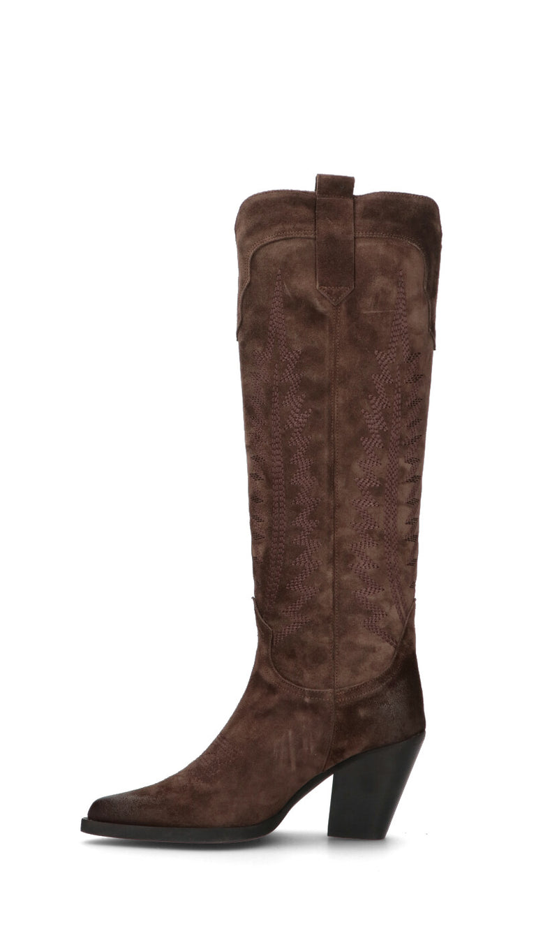 ANGELO BERVICATO Stivale donna marrone in pelle