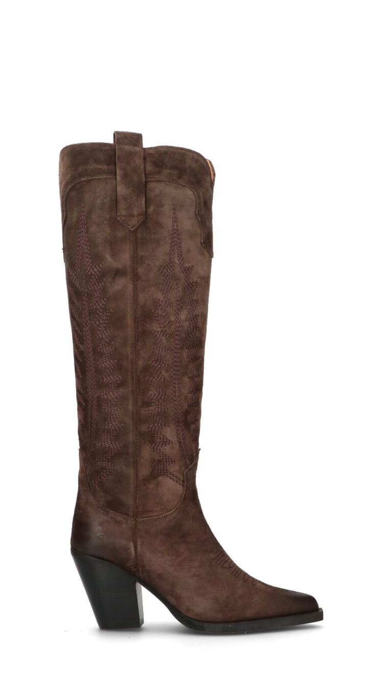 ANGELO BERVICATO Stivale donna marrone in pelle