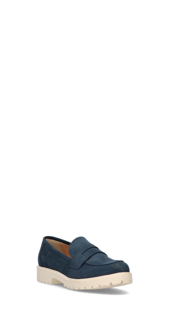BIANCOANTICO Mocassino donna blu in suede