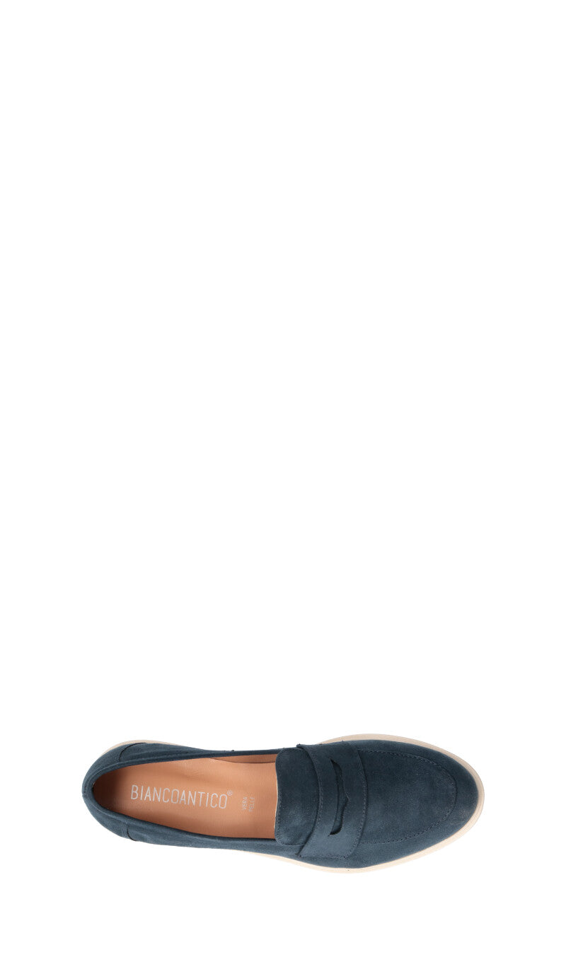 BIANCOANTICO Mocassino donna blu in suede