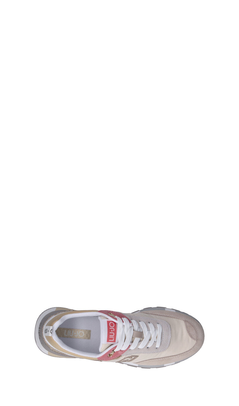 LIU JO Sneaker donna beige/bianca/oro/salmone in suede