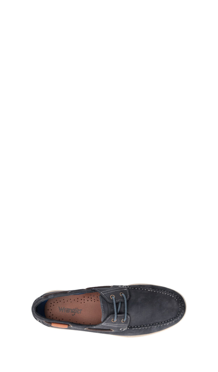 WRANGLER Scarpa barca uomo blu in nabuk