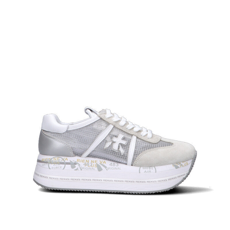 PREMIATA Sneaker donna bianca/grigia in pelle