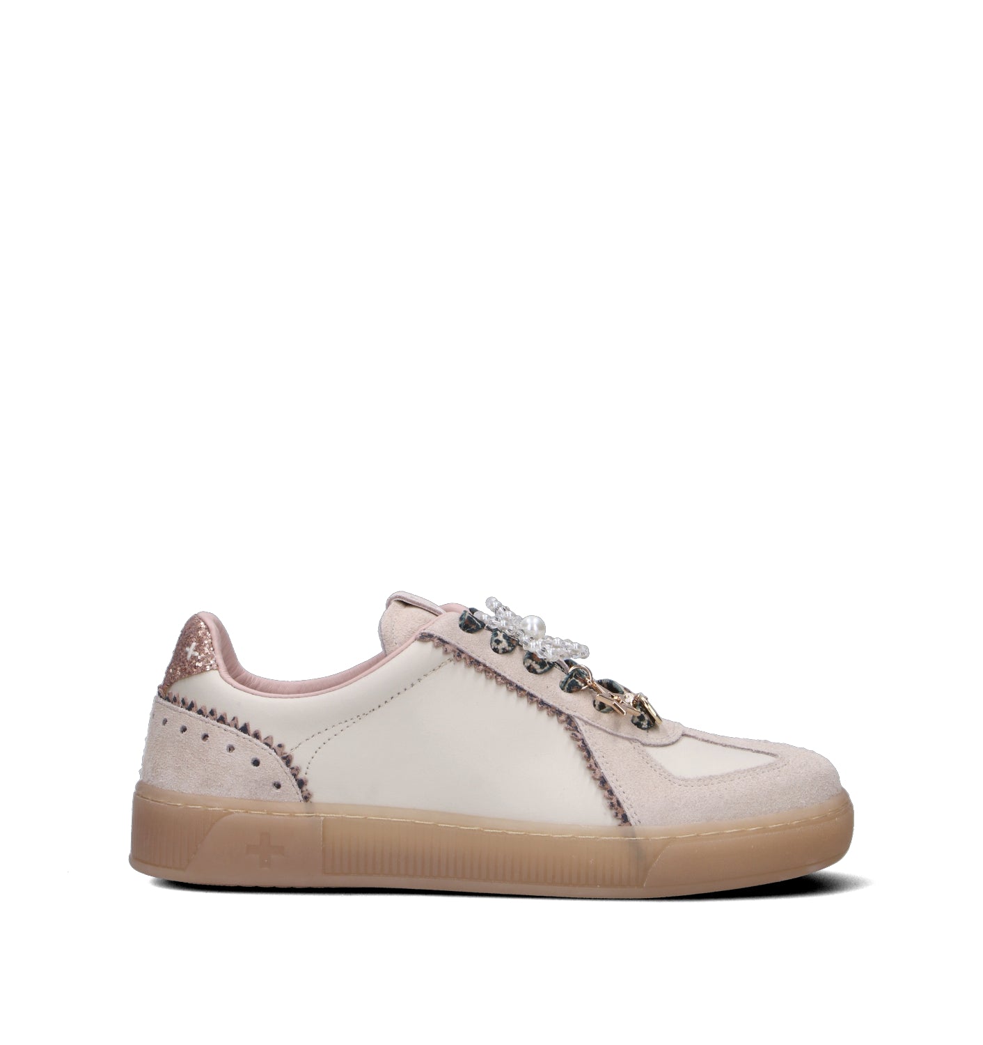 GIO+ Sneaker donna panna/rosa in pelle