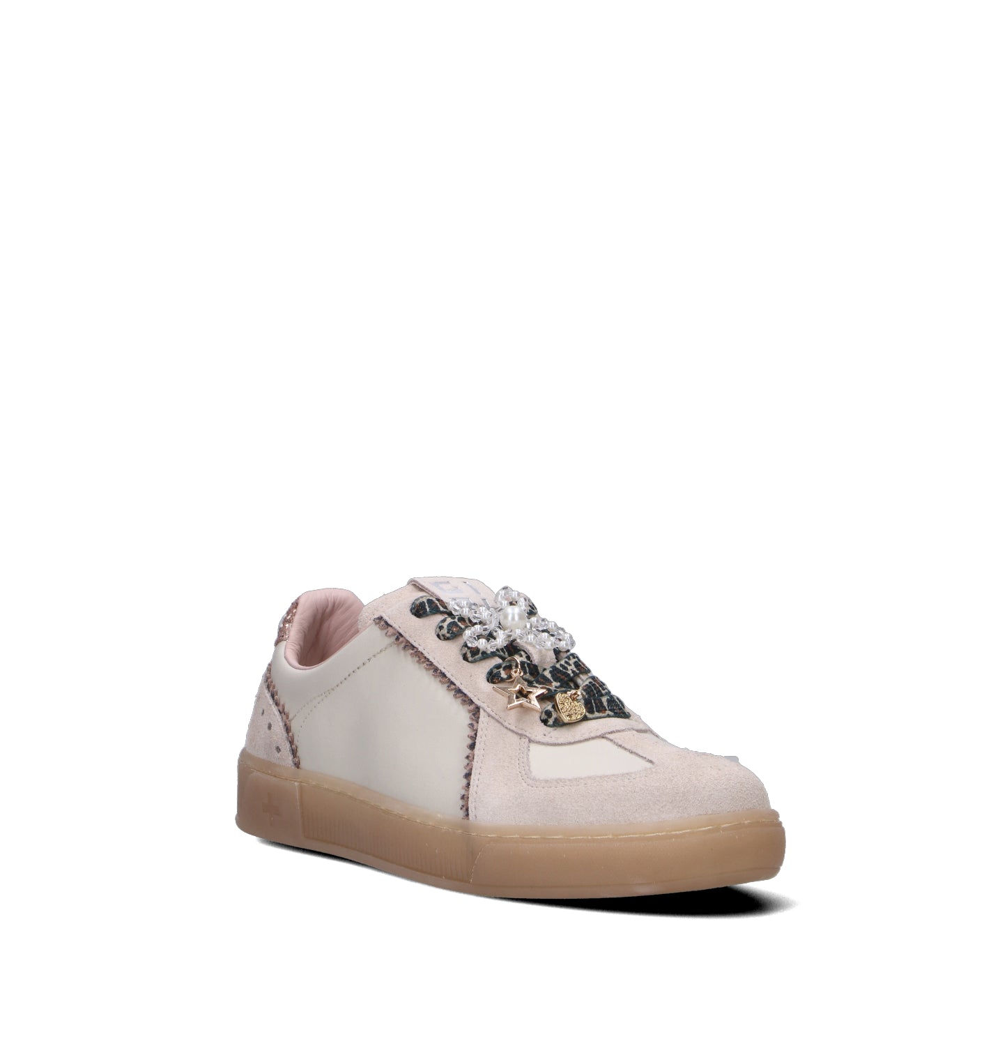 GIO+ Sneaker donna panna/rosa in pelle