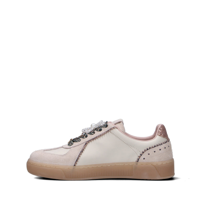 GIO+ Sneaker donna panna/rosa in pelle