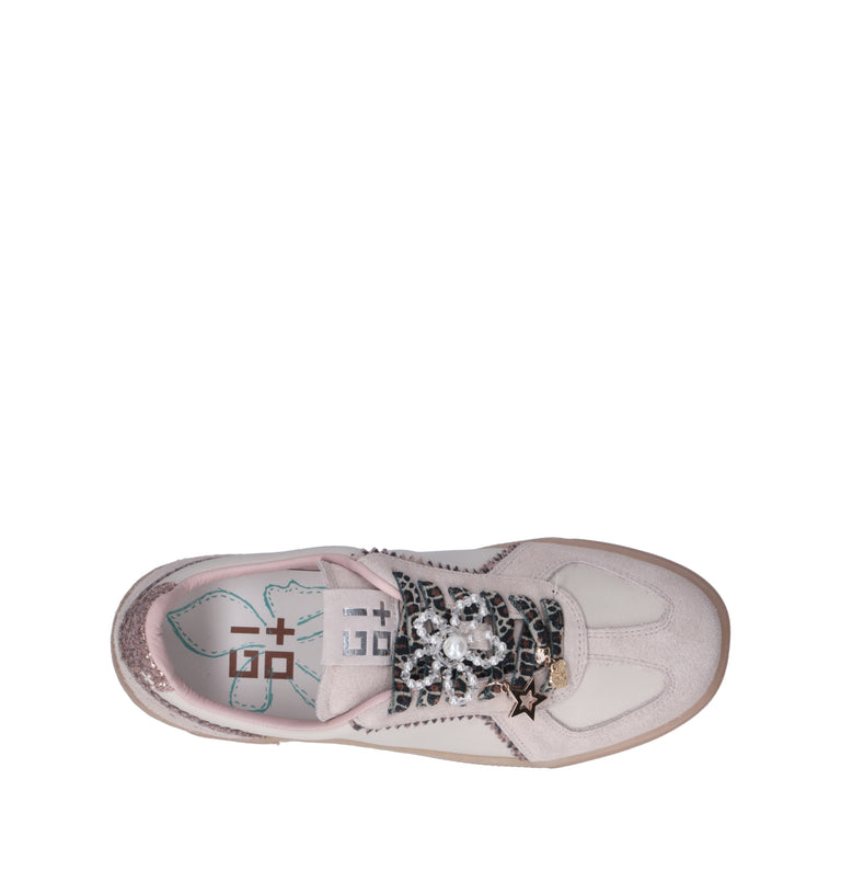 GIO+ Sneaker donna panna/rosa in pelle