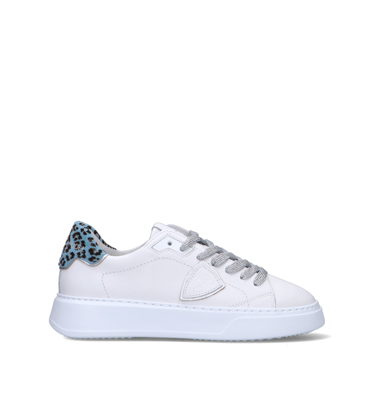 PHILIPPE MODEL Sneaker donna bianca/azzurra in pelle