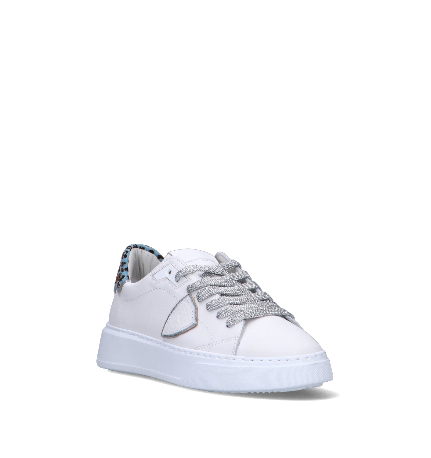 PHILIPPE MODEL Sneaker donna bianca/azzurra in pelle