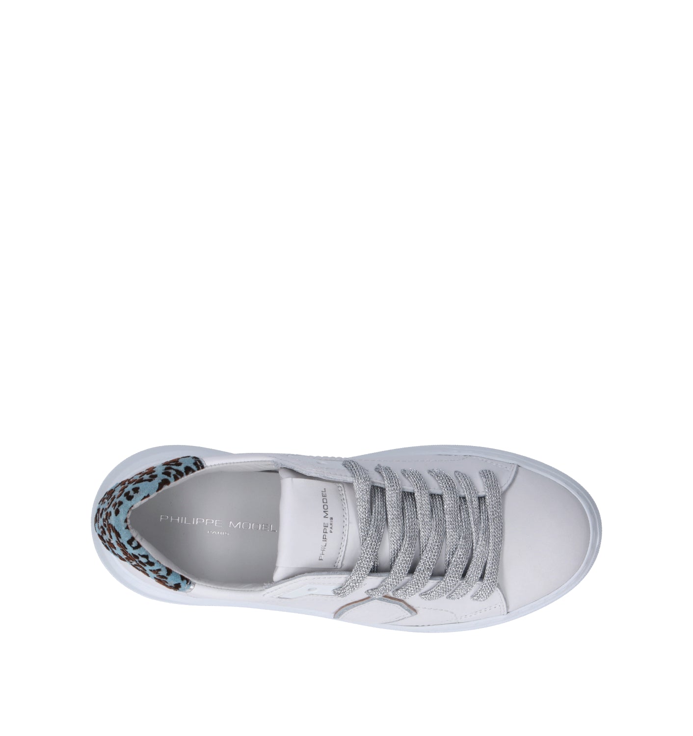 PHILIPPE MODEL Sneaker donna bianca/azzurra in pelle