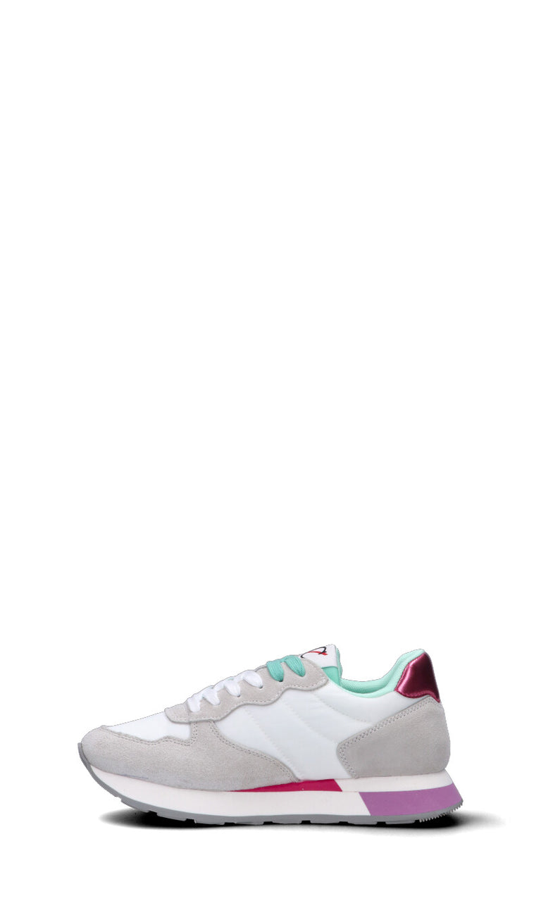 C-JEANS Sneaker donna bianca/fuxia/acquamarina in suede