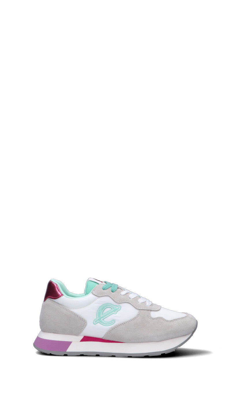 C-JEANS Sneaker donna bianca/fuxia/acquamarina in suede