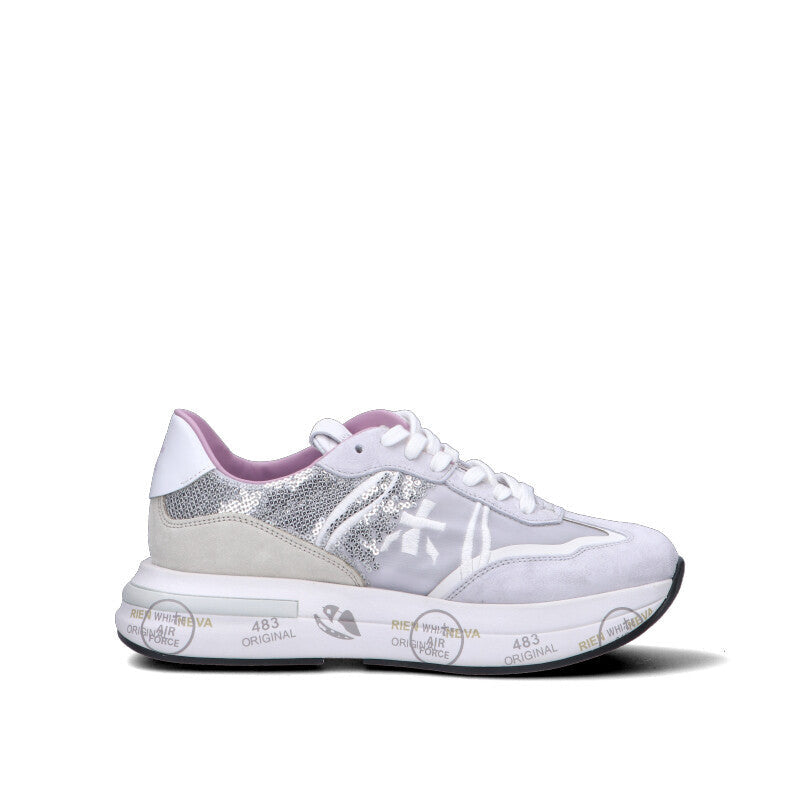 PREMIATA Sneaker donna bianca/grigia/rosa in suede