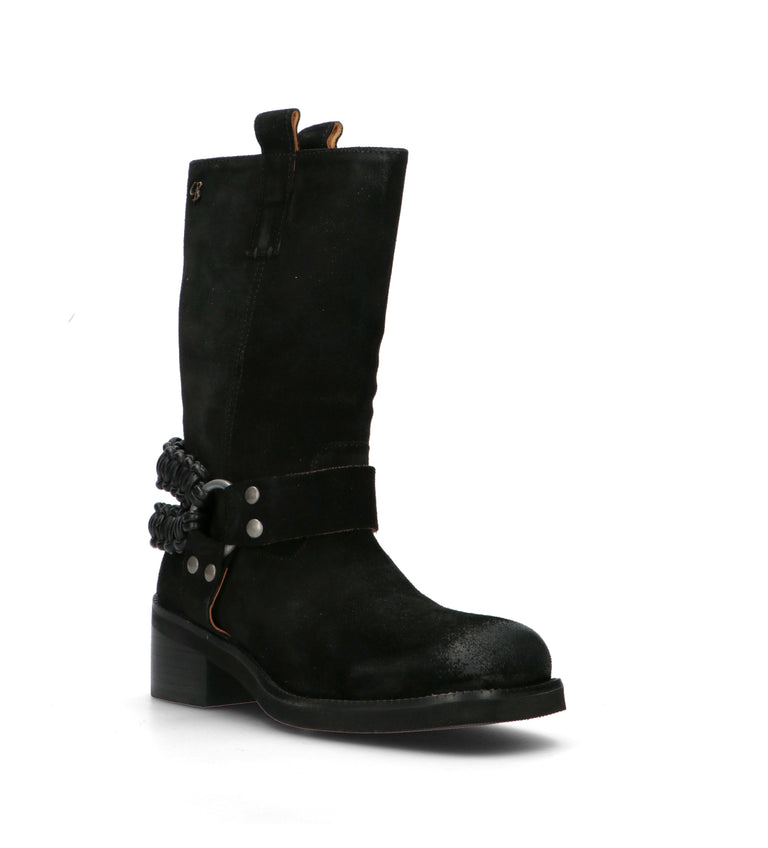 CORAL BLUE Stivale donna nero in suede