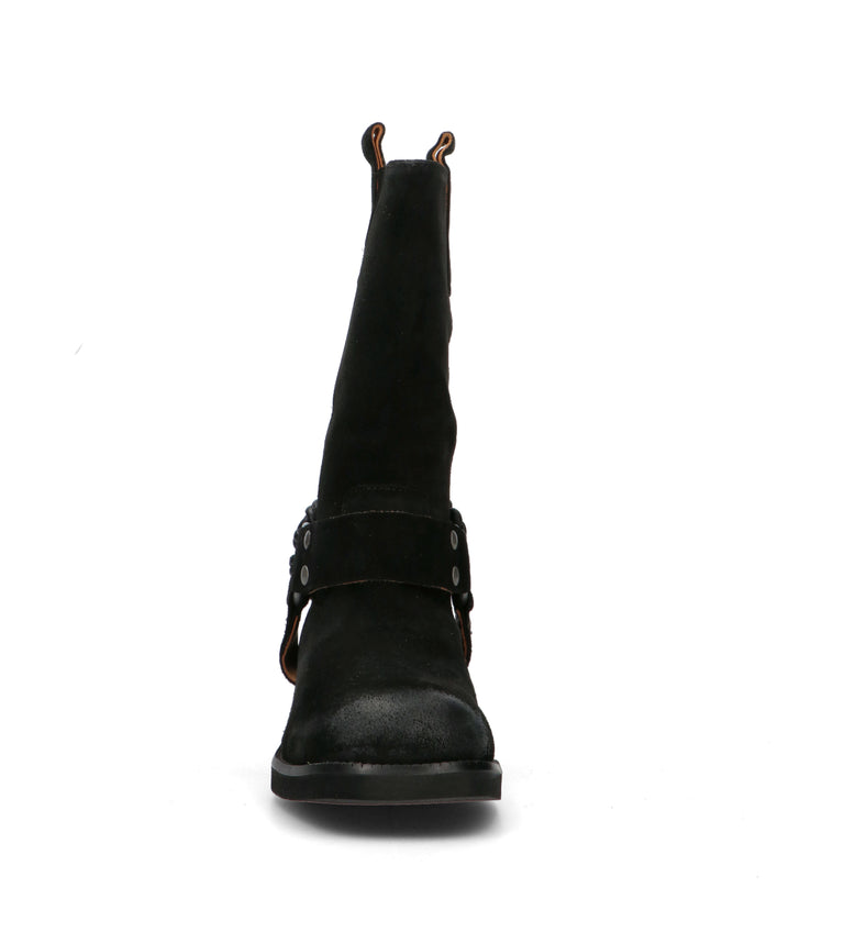 CORAL BLUE Stivale donna nero in suede