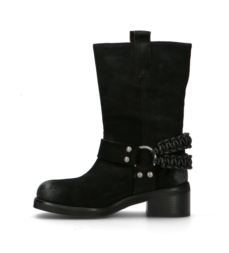 CORAL BLUE Stivale donna nero in suede