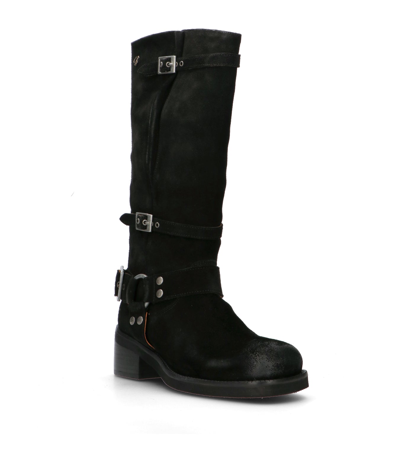 CORAL BLUE Stivale donna nero in suede