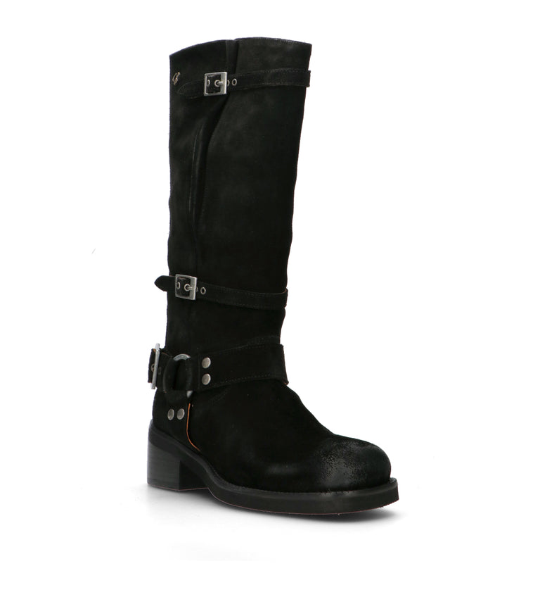 CORAL BLUE Stivale donna nero in suede