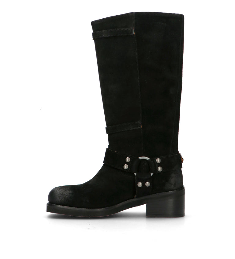 CORAL BLUE Stivale donna nero in suede