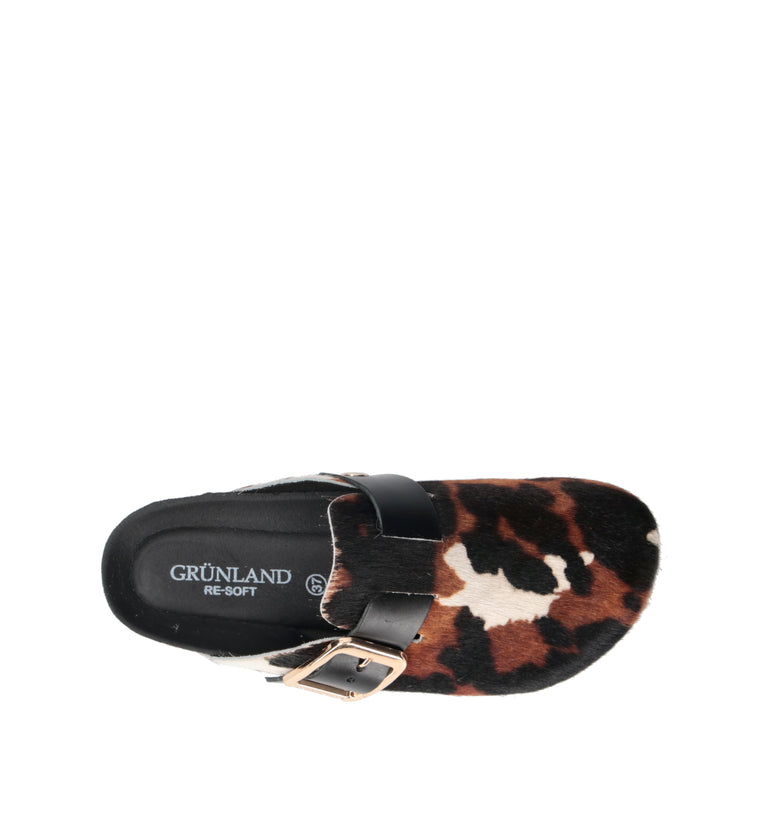 GRUNLAND Ciabatta donna marrone in cavallino