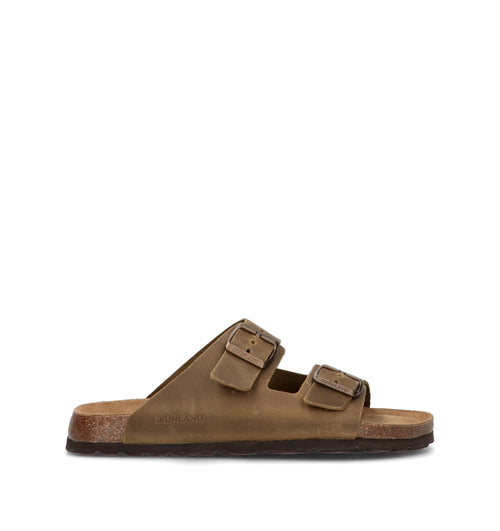 GRUNLAND Ciabatta uomo oliva in pelle