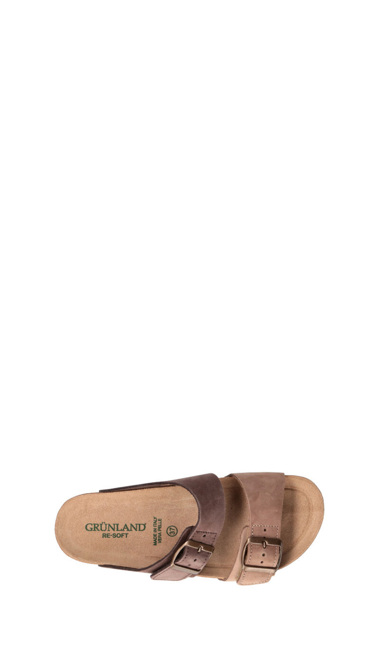 Grunland Loxy CI3509: Ciabatte Donna In Pelo, Marrone Cuoio