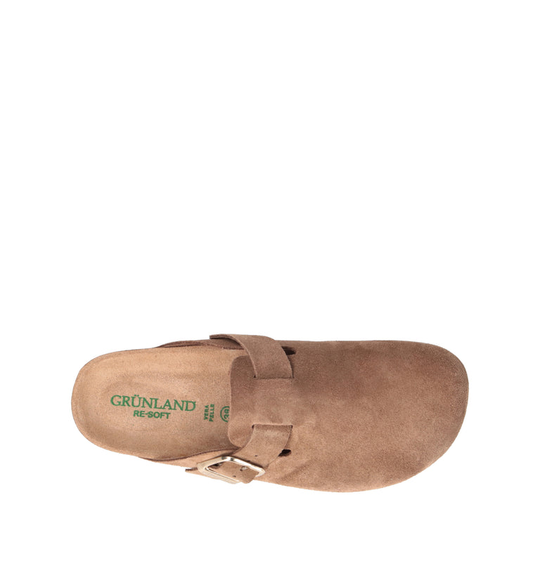 GRUNLAND Ciabatta donna marrone in suede