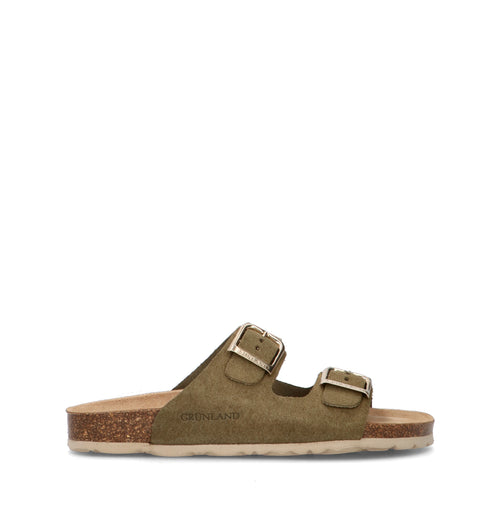 GRUNLAND Ciabatta donna oliva in suede