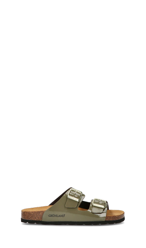 GRUNLAND Ciabatta donna verde in pelle