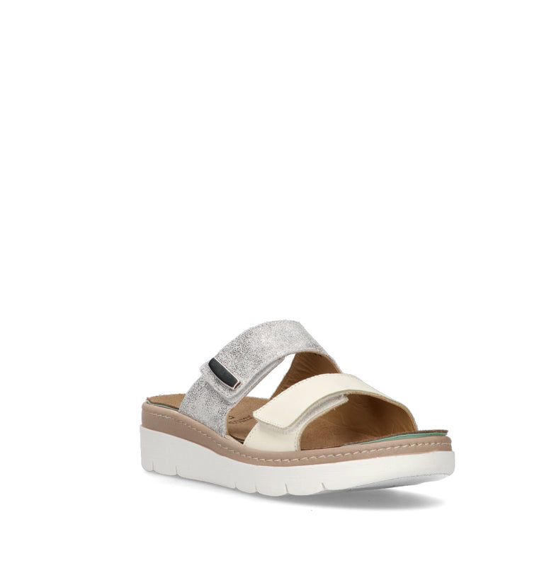 GRUNLAND Ciabatta donna bianca in pelle