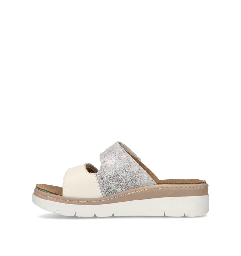 GRUNLAND Ciabatta donna bianca in pelle