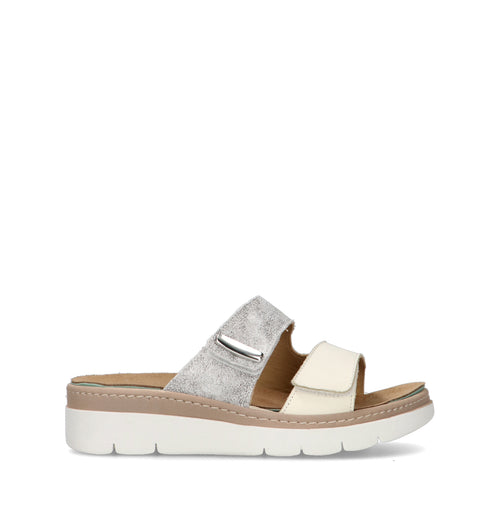 GRUNLAND Ciabatta donna bianca in pelle