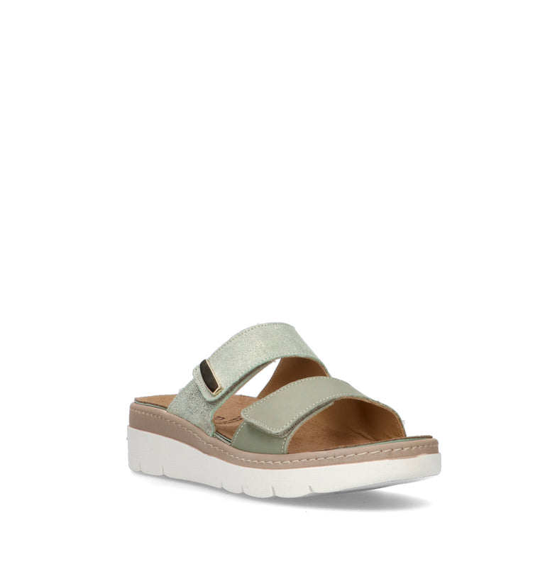 GRUNLAND Ciabatta donna salvia in pelle