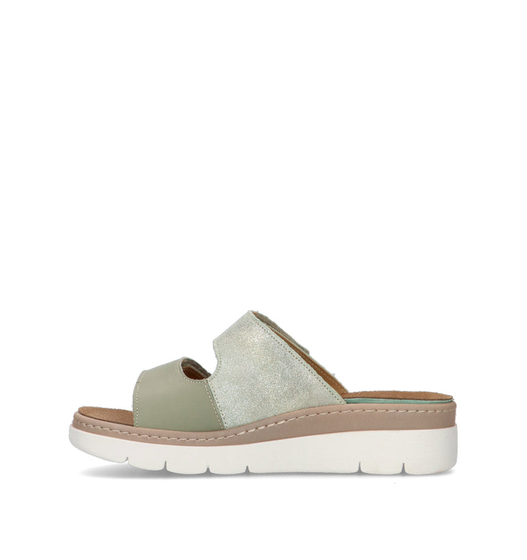 GRUNLAND Ciabatta donna salvia in pelle