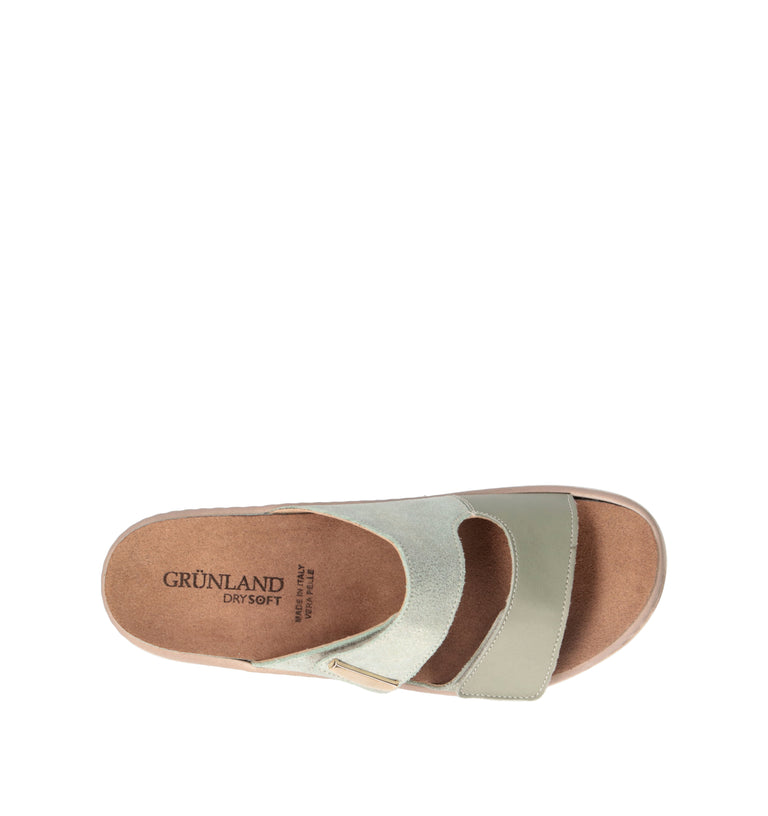 GRUNLAND Ciabatta donna salvia in pelle