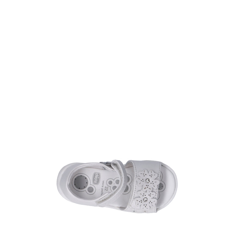 CHICCO Sandalo bimba bianco in pelle